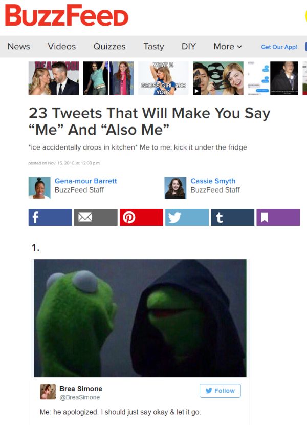 Buzzfeed's listicle is more like a list of images Buzzfeed's listicle without an intro