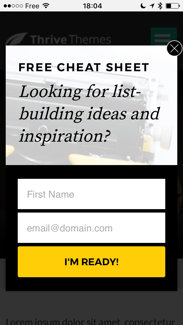 mobile optimized opt-in form