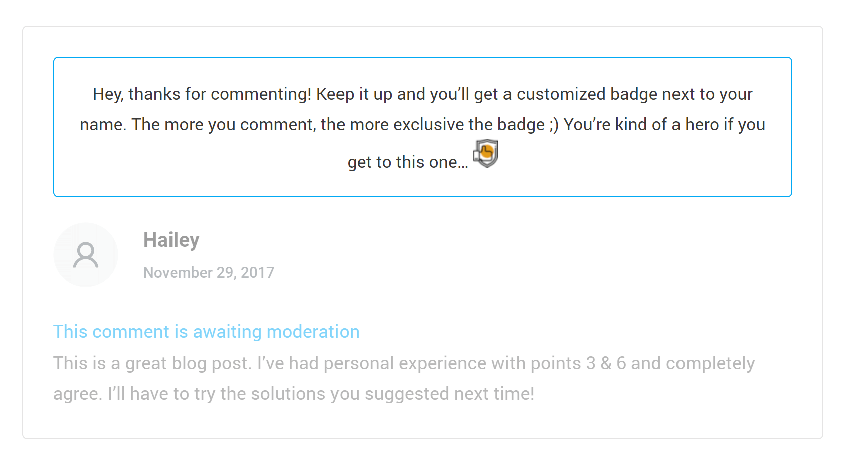 Collect Badges Collect badges in Thrive Comments