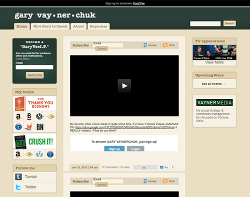 garyvee-1 Gary Vaynerchuk's homepage in 2012