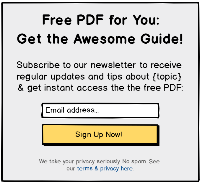 Opt-in form with improved copy Opt-in form example with newsletter mentioned in the copy