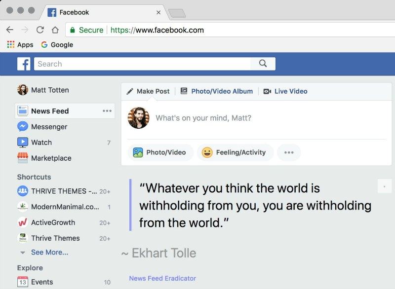 Newsfeed Eradicator for Facebook newsfeed eradicator chrome extension