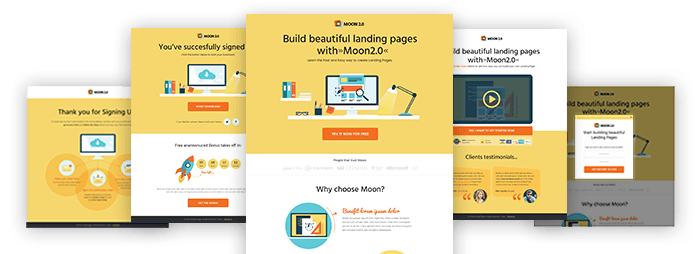 The pages Example of the Flat 2.0 landing pages in Thrive Architect