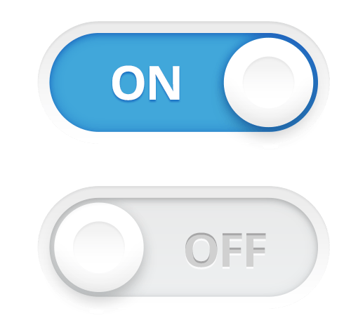 Skeumorphic switch design On and off switch UI element in a realistic design style