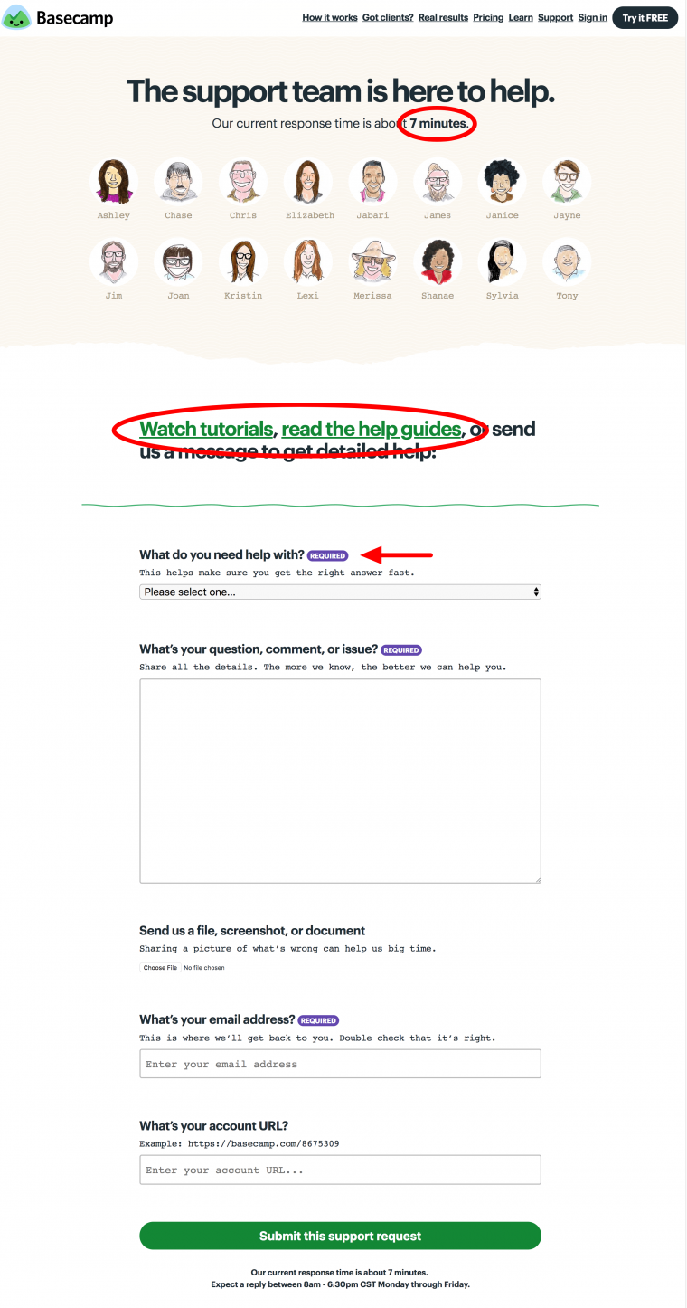 Basecamp Contact Page