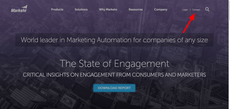 Marketo Header Contact link in Marketo header