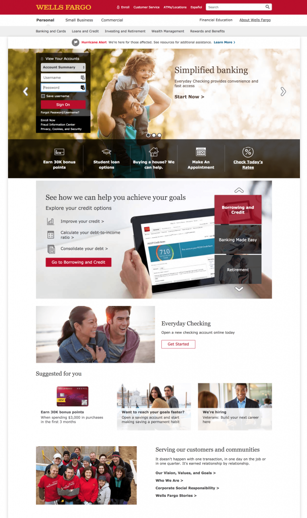 Wells Fargo homepage 2