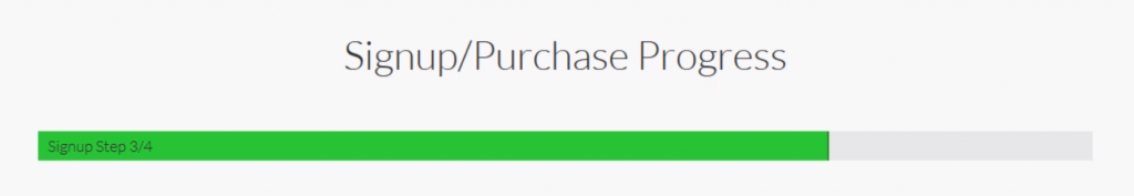 progress bar purchase progress A progress bar at the top of a multistep signup/purchase sequence