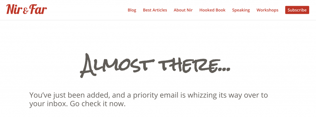 Nir & Far Thank You page