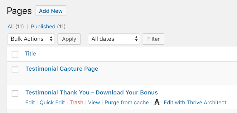 Pages in WordPress