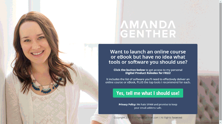 An example of a good lead generation landing page by Amanda Genther An example of a good lead generation landing page by Amanda Genther