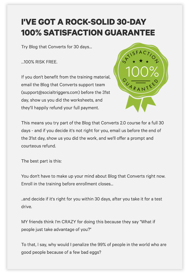 Blog That Converts - Guarantee