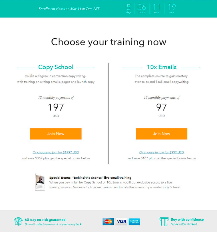 Copy School - Pricing