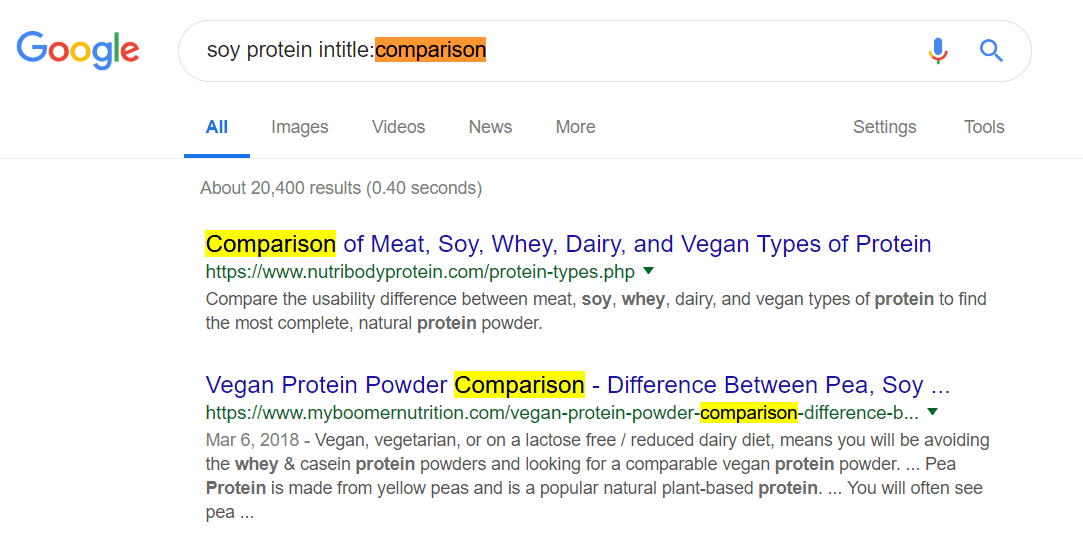 soy protein intitle:comparison soy protein intitle:comparison