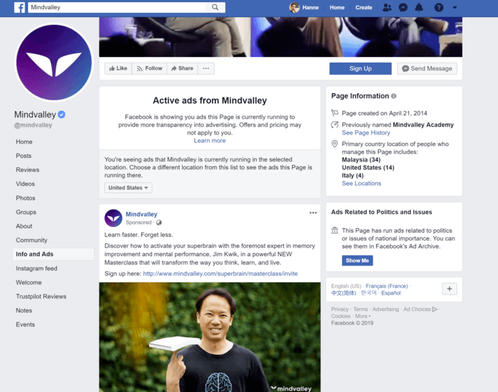 Discover running Facebook ads (1) Discover running Facebook ads
