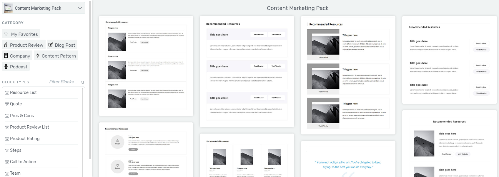 New Content Blocks: Content Marketing Pack