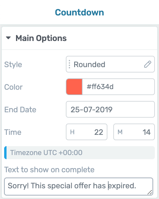 Countdown Settings
