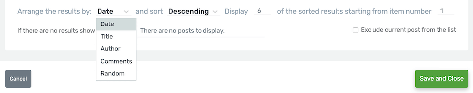 Display Settings Post List