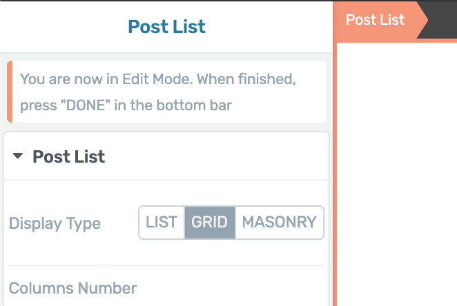 Editing Mode for Post List