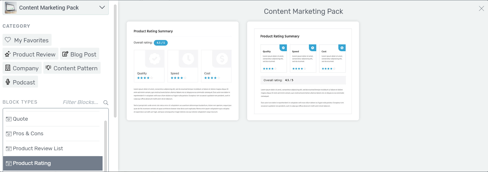 Product Rating Content Blocks Product Rating Content Blocks