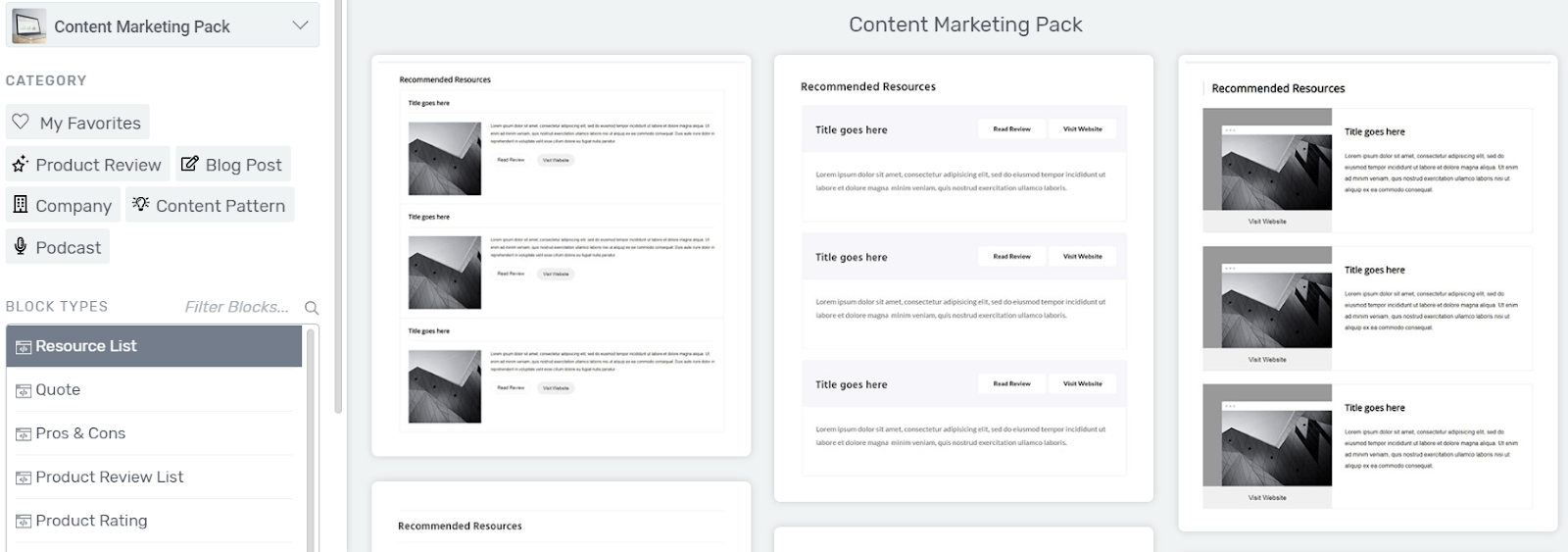 Resources List Resources list
