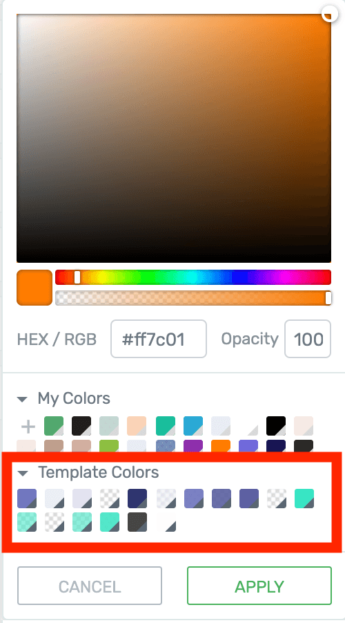 Access Template Colors