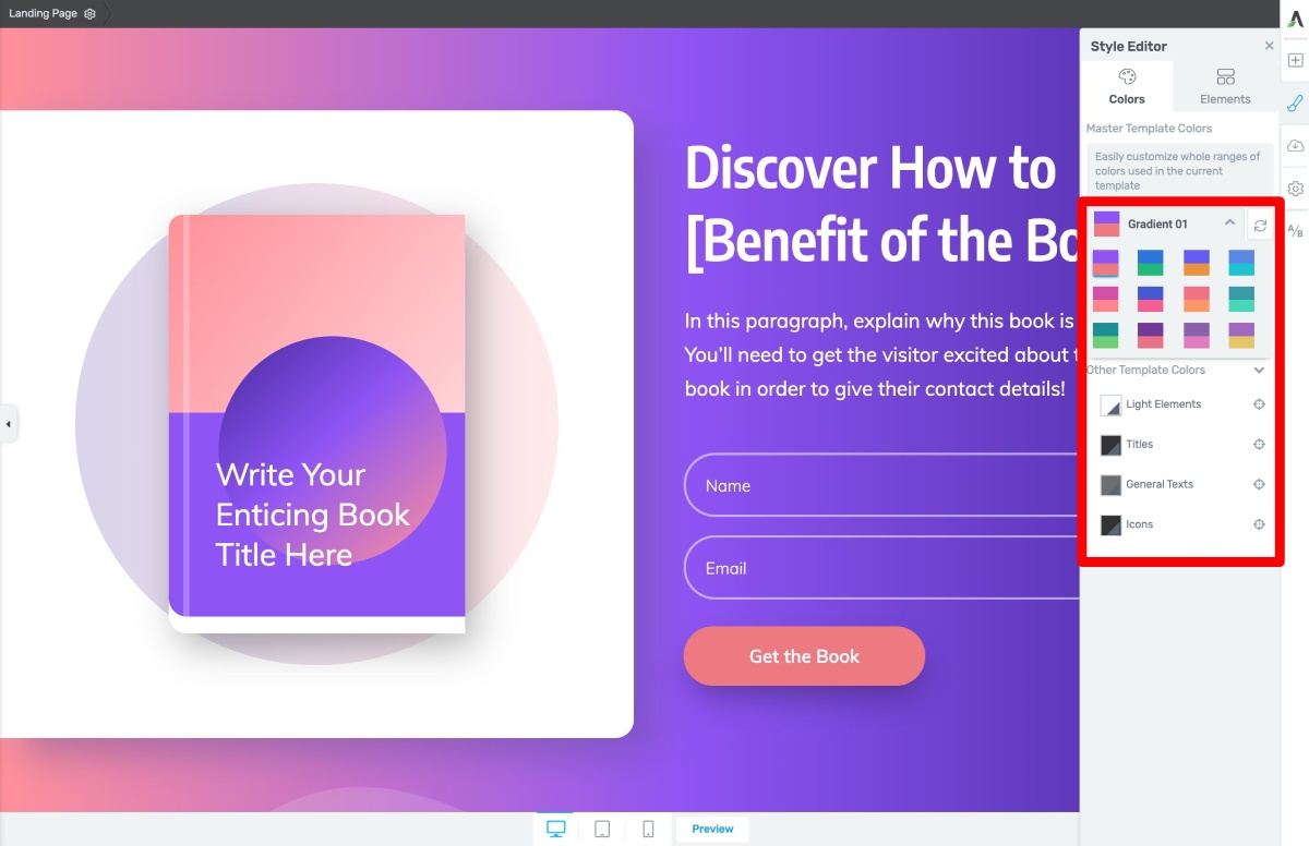 Style-Editor-Smart-Colors-optimized Ebook Landing Page Smart Color Technology