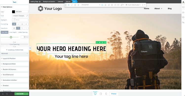 Step-3-Hero-Heading-Text-optimized Add your headline and tag line
