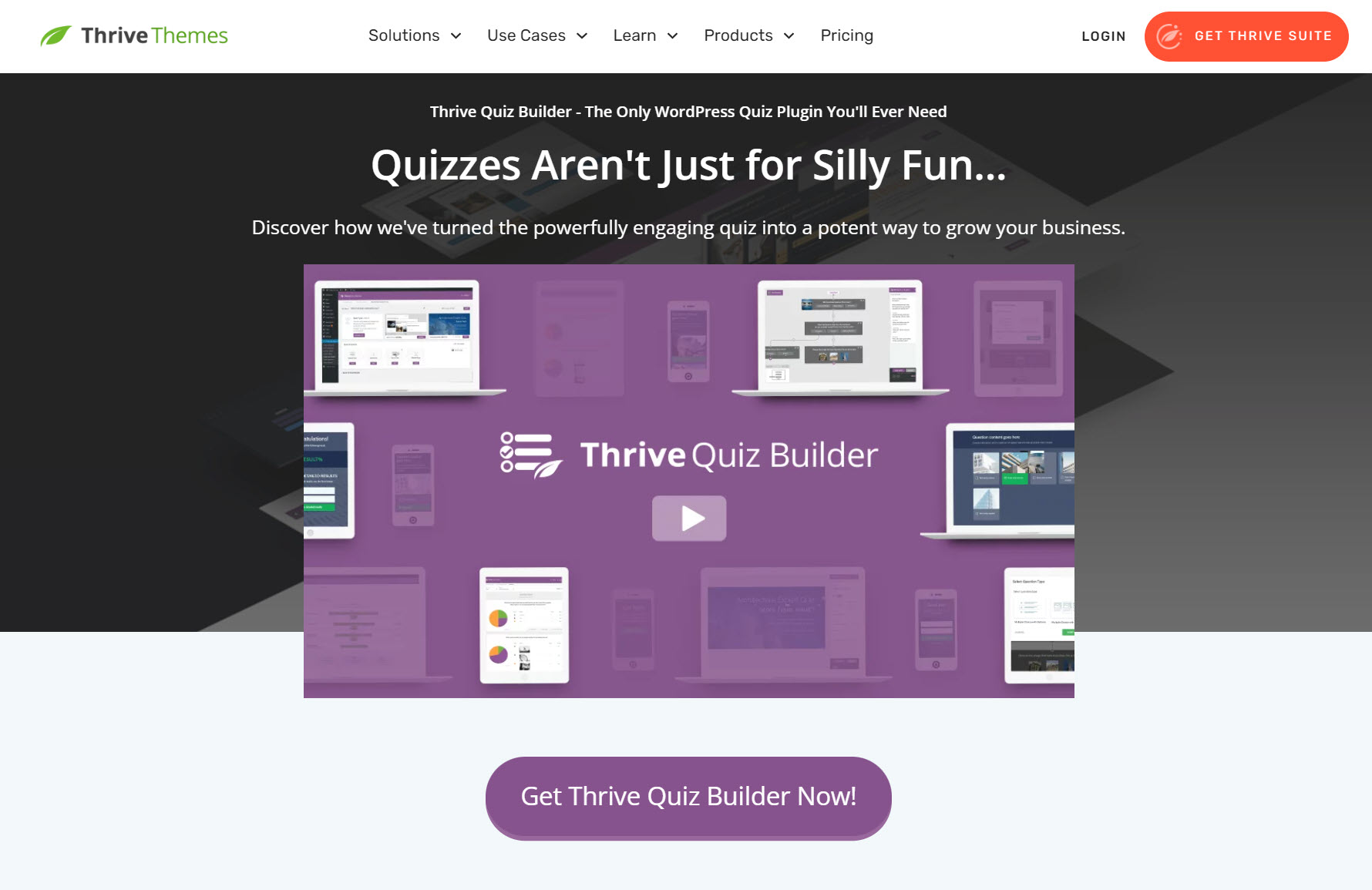 Thrive Quiz Builder landing page